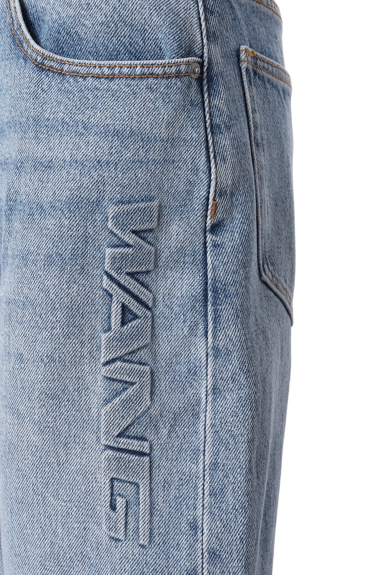 Женские джинсы ALEXANDER WANG голубого цвета, арт. 4DC1254610 | Фото 6 (Материал сплава: Проставлено; Длина (брюки, джинсы): Стандартные; Драгоценные камни: Проставлено; Материал внешний: Деним, Хлопок; Детали: Делаве; Силуэт Ж (брюки и джинсы): Прямые; Кросс-КТ: Деним; Стили: Гранж)