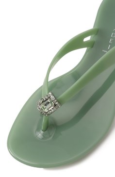Женские резиновые шлепанцы jelly CASADEI зеленого цвета, арт. 2Y000D0101BEACH3401 | Фото 7 (Подошва: Плоская; Материал сплава: Проставлено; Драгоценные камни: Проставлено; Материал внешний: Экокожа; Каблук высота: Низкий)