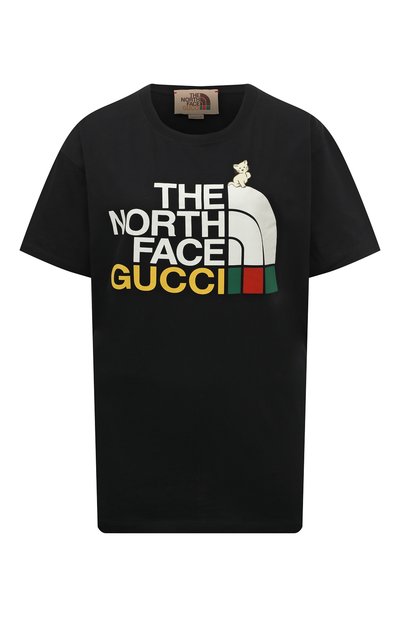 Женская хлопковая футболка the north face x gucci GUCCI, арт. 615044 XJDTG
