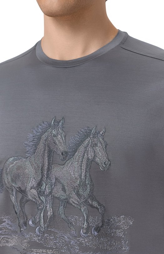 Хлопковая футболка Stefano Ricci MNH6205360/TE0001 Серый  MNH6205360/TE0001 Фото 5