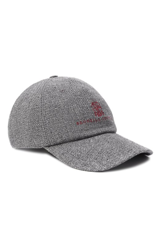 Бейсболка из шелка и льна Brunello Cucinelli MZ4039850 Серый MZ4039850