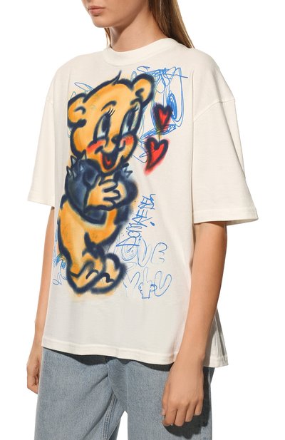 Хлопковая футболка DOMREBEL кремового цвета по цене 15550 руб., арт. CHARMED/T-SHIRT/W, фото 3 Хлопковая футболка DOMREBEL, арт. CHARMED/T-SHIRT/W, фото 3