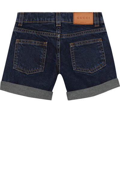 Джинсовые мини-шорты с отворотами GUCCI синего цвета по цене 33120 руб., арт. 504734/XR995, фото 2 Джинсовые мини-шорты с отворотами GUCCI, арт. 504734/XR995, фото 2