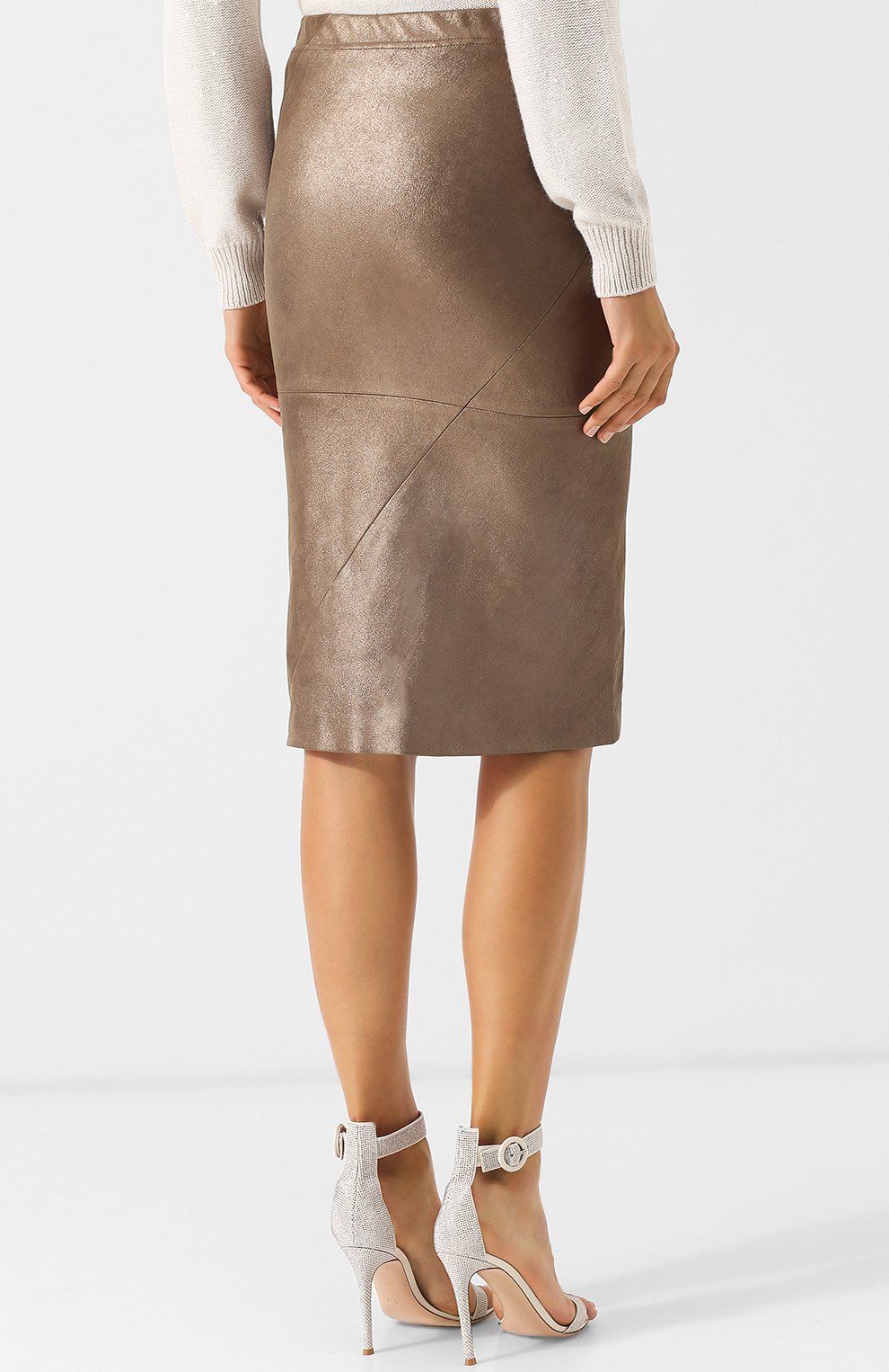 Кожаная юбка-карандаш с эластичным поясом BRUNELLO CUCINELLI, арт. M0NP0G2738, фото 4