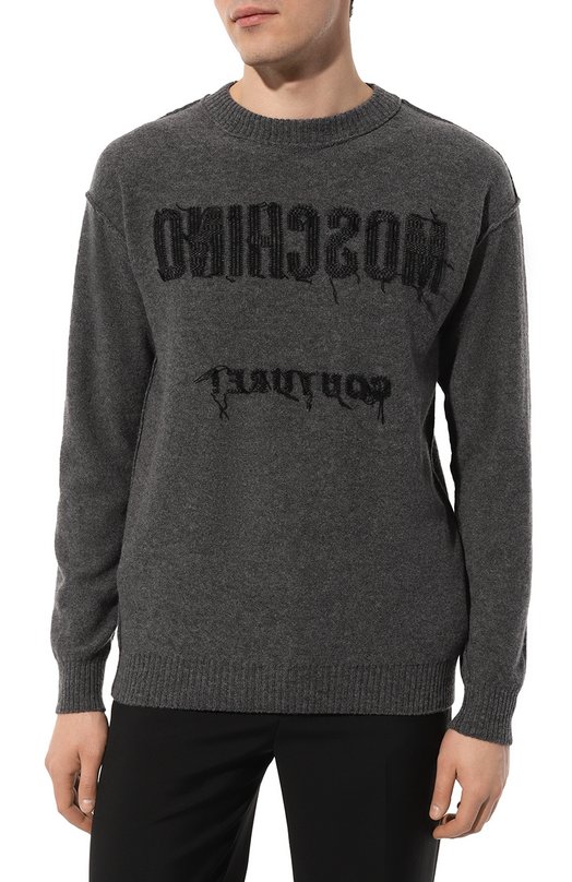 Шерстяной джемпер Moschino Серый, фото 3