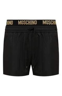 Мужские плавки-шорты MOSCHINO черного цвета, арт. A4218/9305 | Фото 1 (Принт: Без принта; Материал внешний: Синтетический материал; Материал сплава: Проставлено; Нос: Не проставлено; Мужское Кросс-КТ: плавки-шорты)