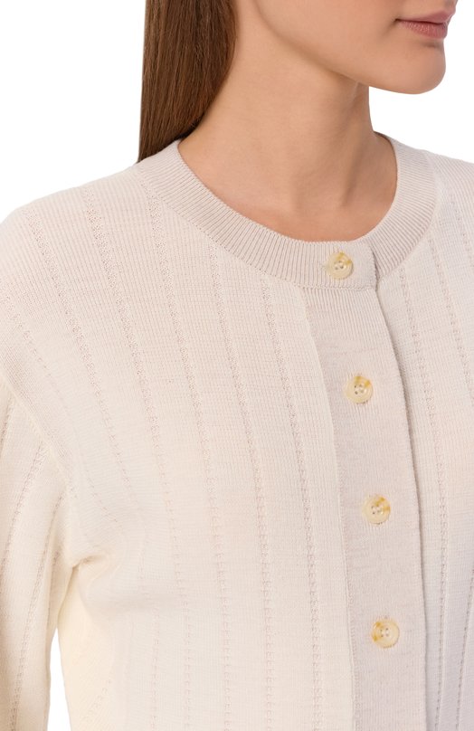 Шерстяной кардиган Yuzefi TATUM-L0NG SLEEVE TUCK STITCH CARDIGAN/KNIT Кремовый  TATUM-L0NG SLEEVE TUCK STITCH CARDIGAN/KNIT Фото 5