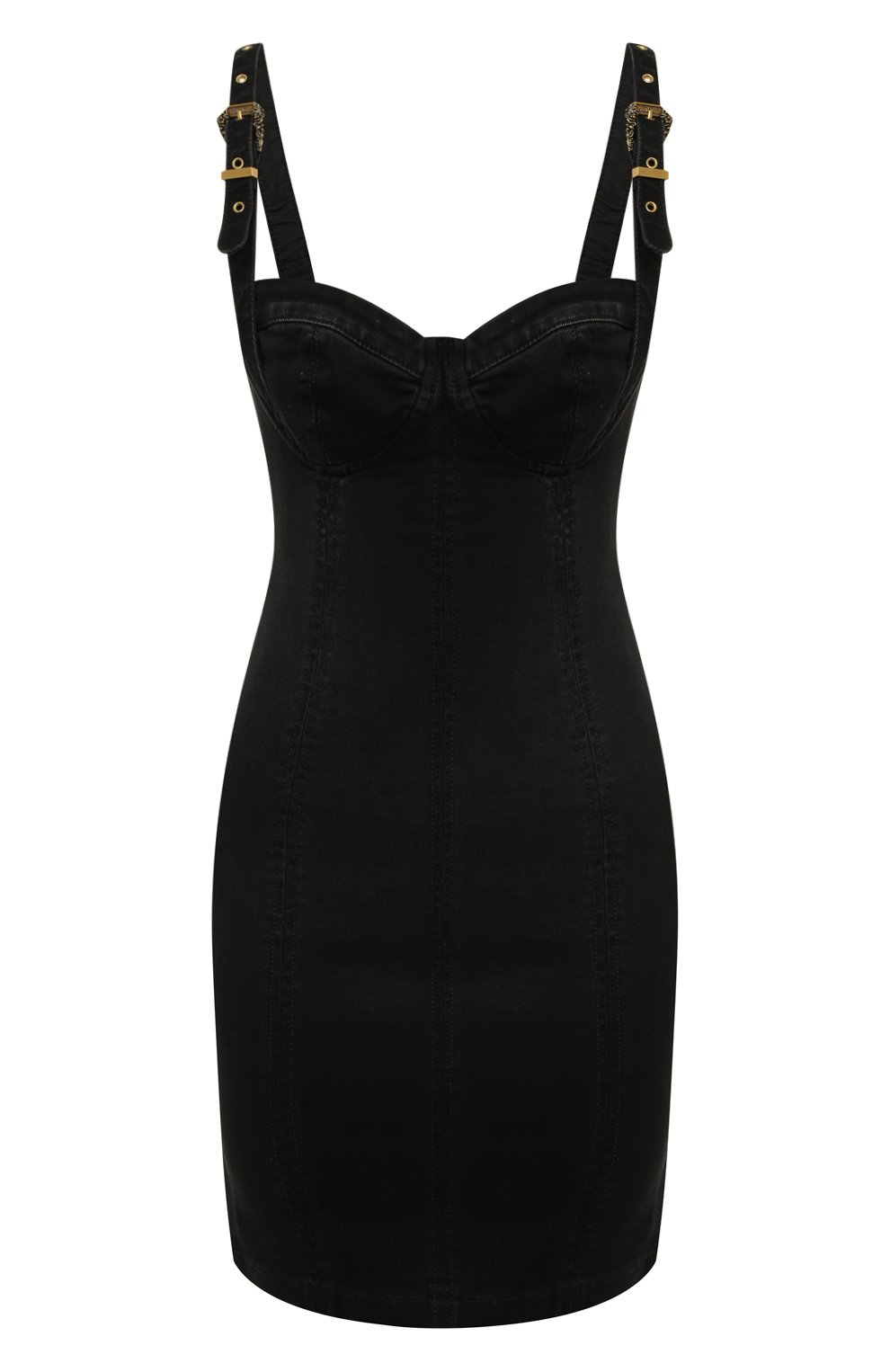 Джинсовое платье VERSACE JEANS COUTURE черного цвета по цене 58850 руб., арт. 73HA0956-73DP956 D STR BLK B SL0UCHY24/DW040D11, фото 1 Джинсовое платье VERSACE JEANS COUTURE, арт. 73HA0956-73DP956 D STR BLK B SL0UCHY24/DW040D11, фото 1