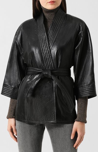 Кожаный жакет с поясом и логотипом бренда на спине GUCCI, арт. 526852/XG705, фото 3