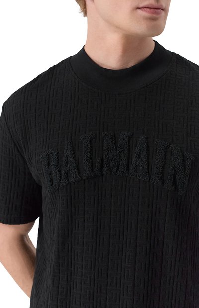 Хлопковая футболка BALMAIN черного цвета по цене 77900 руб., арт. GH1EG200/GF48, фото 5 Хлопковая футболка BALMAIN, арт. GH1EG200/GF48, фото 5