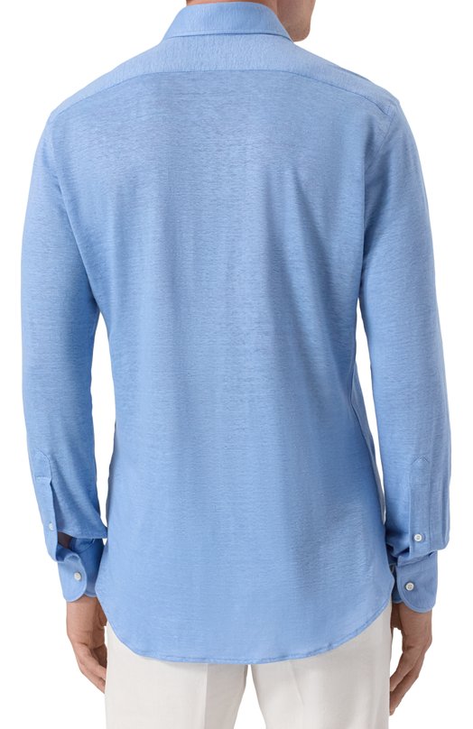 Льняная рубашка MVST SLIM/GABRIELLE/R0UND/800-JERSEY Голубой  SLIM/GABRIELLE/R0UND/800-JERSEY Фото 4