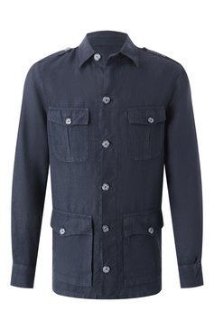 Мужская льняная куртка-рубашка 120% LINO темно-синего цвета, арт. 32ALIM89RH/0253/000 | Фото 1 (Рукава: Длинные; Драгоценные камни: Проставлено; Материал внешний: Лен; Материал сплава: Проставлено; Длина (для топов): Стандартные; Случай: Повседневный; Воротник: Кент; Манжеты: На пуговицах; Стили: Кэжуэл; Мужское Кросс-КТ: Куртка-рубашка; Принт: Однотонные)