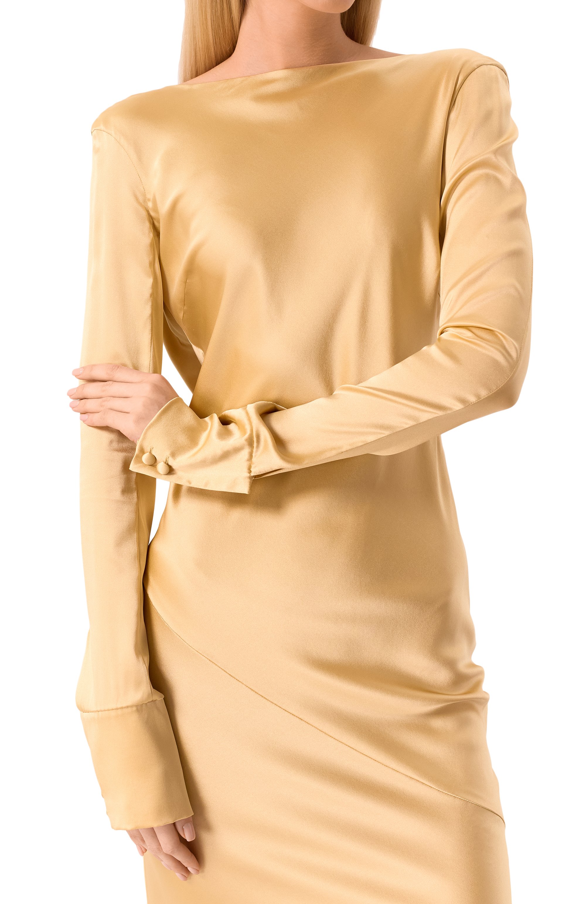 Атласное платье LOUVE бежевого цвета по цене 165000 руб., арт. 24-1-06-01-06, фото 5 Атласное платье LOUVE, арт. 24-1-06-01-06, фото 5