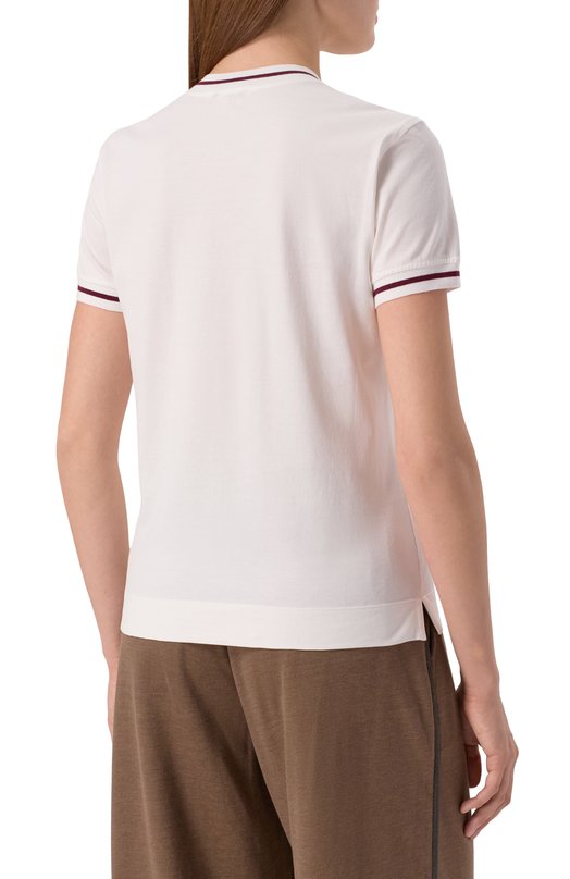 Хлопковая футболка Brunello Cucinelli M0T81VD110 Белый  M0T81VD110 Фото 4