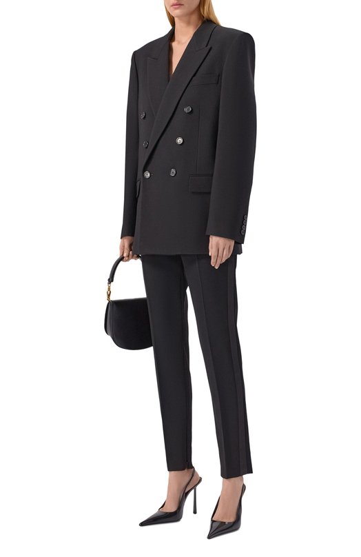 Шерстяные брюки Saint Laurent 850590/Y7E63 Чёрный  850590/Y7E63 Фото 2