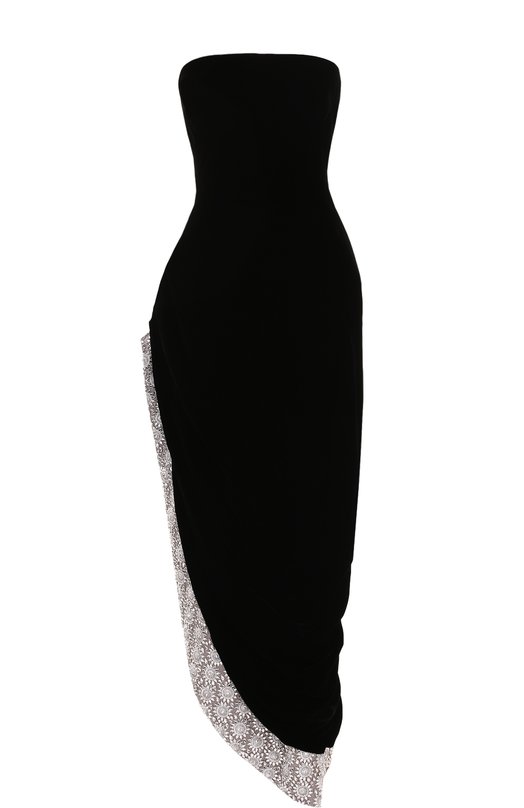 

Шелковое платье-бюстье асимметричного кроя Oscar de la Renta, Чёрный