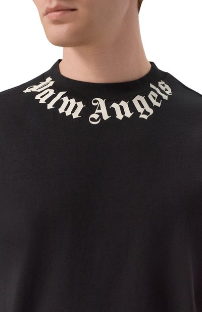 Хлопковая футболка PALM ANGELS черного цвета по цене 31100 руб., арт. PAMAA001JR001, фото 5 Хлопковая футболка PALM ANGELS, арт. PAMAA001JR001, фото 5