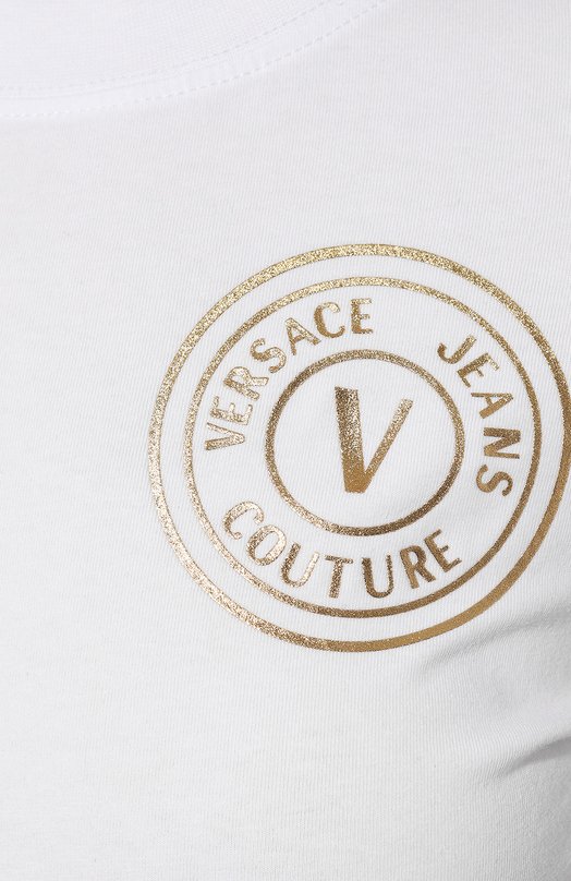 Хлопковая футболка Versace Jeans Couture 76HAHT02/CJ03T Белый  76HAHT02/CJ03T Фото 5
