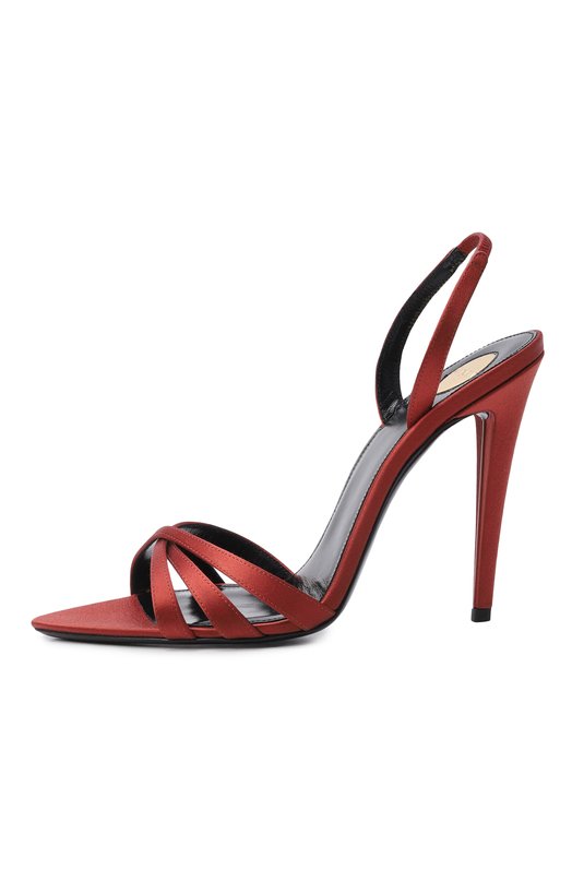 Атласные босоножки Kate 110 Saint Laurent 859259/9QNAG Красный  859259/9QNAG Фото 4
