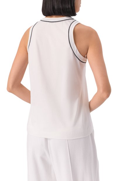 Хлопковая майка BRUNELLO CUCINELLI белого цвета по цене 92400 руб., арт. M0T81FP340, фото 4 Хлопковая майка BRUNELLO CUCINELLI, арт. M0T81FP340, фото 4