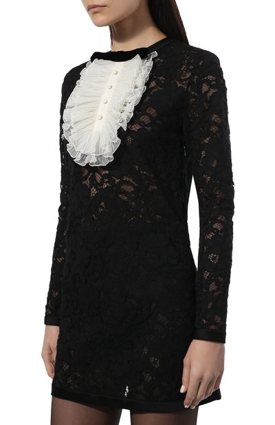 Платье из хлопка и вискозы SAINT LAURENT черного цвета по цене 289500 руб., арт. 661137/Y403K, фото 3 Платье из хлопка и вискозы SAINT LAURENT, арт. 661137/Y403K, фото 3