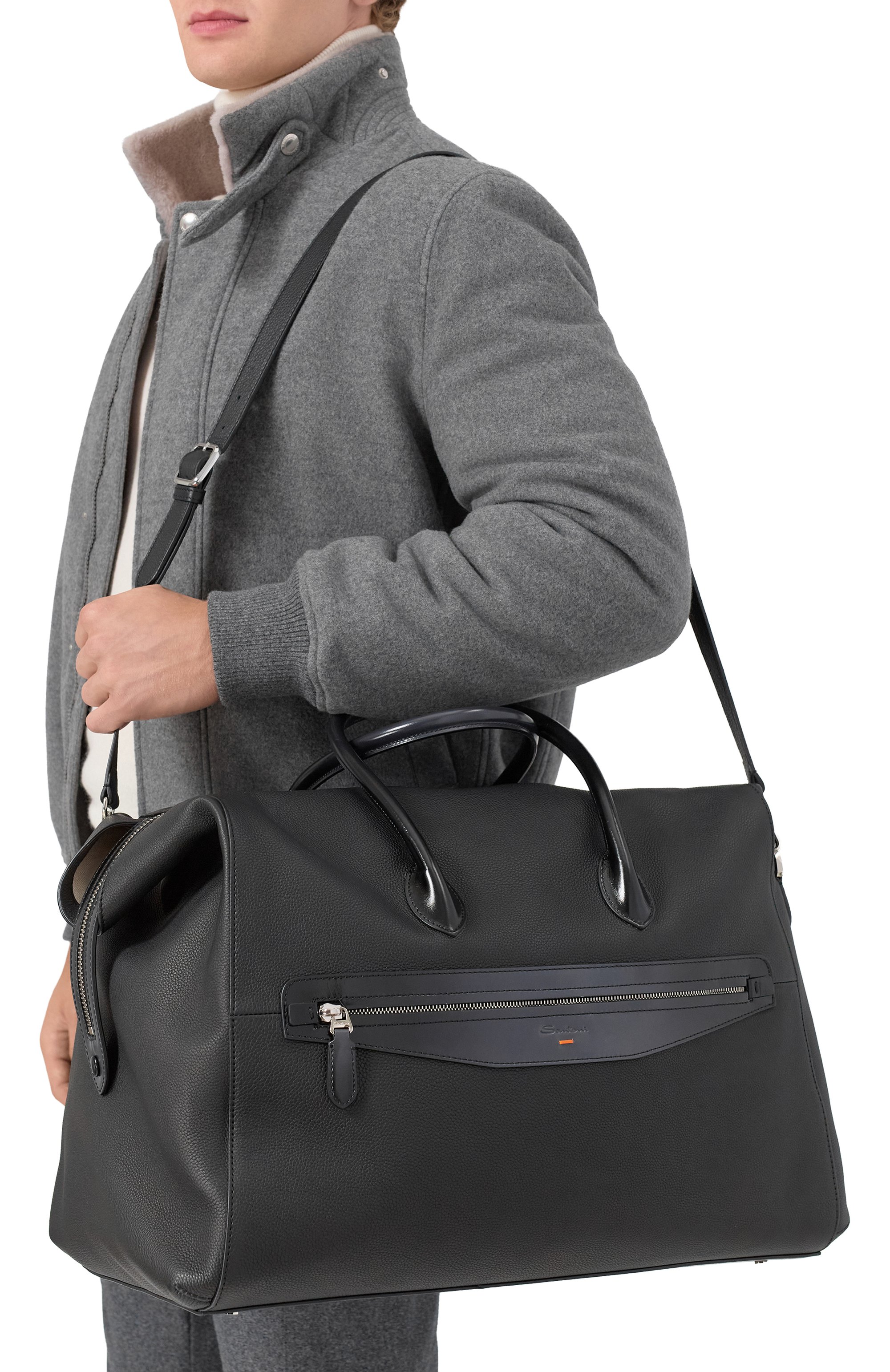 Сумка SANTONI черного цвета по цене 308000 руб., арт. UIBGA2646BS-ACSU, фото 2 Сумка SANTONI, арт. UIBGA2646BS-ACSU, фото 2