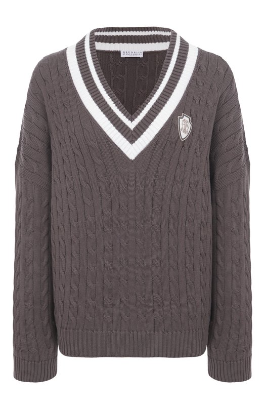 Хлопковый свитер Brunello Cucinelli M19756512 Коричневый M19756512
