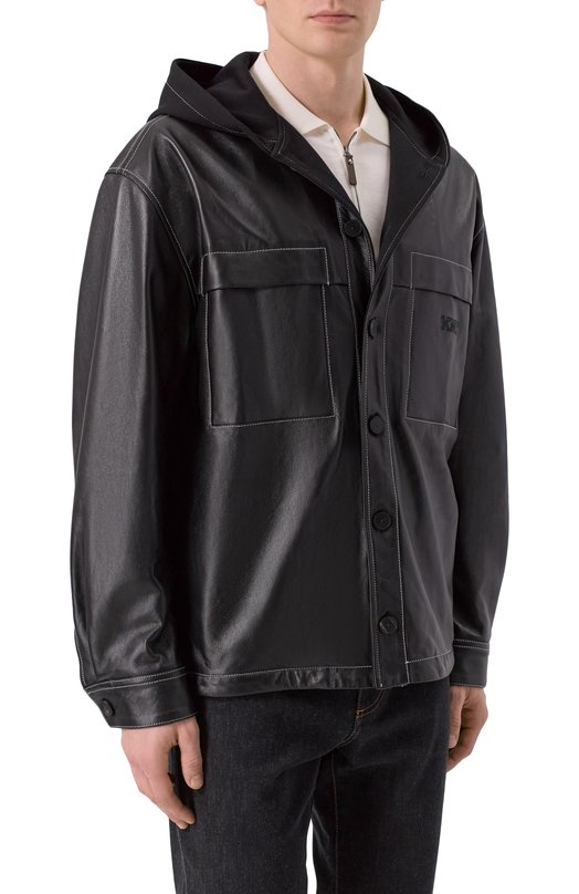 Кожаная куртка-рубашка Kiton UGK120MK0280H01 Чёрный  UGK120MK0280H01 Фото 3