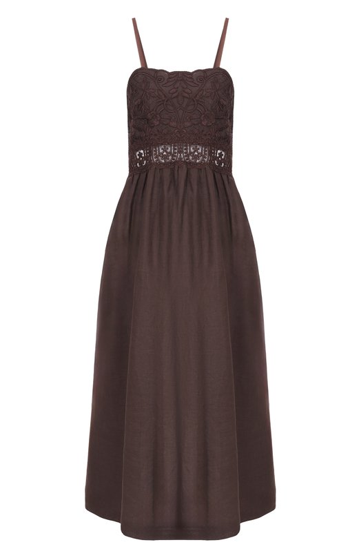 Платье изо льна и вискозы Maurizio W06170781 Коричневый W06170781