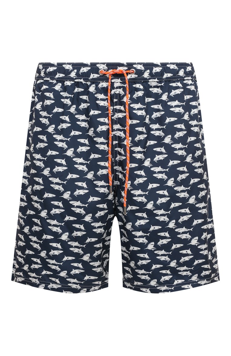 Мужские плавки-шорты PAUL&SHARK темно-синего цвета, арт. 24415026/3XL-6XL | Фото 1 (Материал внешний: Синтетический материал; Нос: Не проставлено; Мужское Кросс-КТ: плавки-шорты; Принт: С принтом; Автоматизация состава: Проставлено; Детали: Без декора)