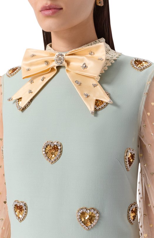 Платье из шерсти и шелка Valentino 7B3VADQ5/1CF Зелёный  7B3VADQ5/1CF Фото 4
