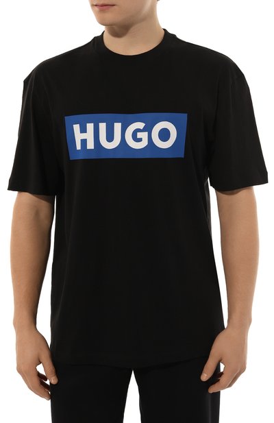 Хлопковая футболка HUGO BLUE черного цвета по цене 5975 руб., арт. 50522376, фото 3 Хлопковая футболка HUGO BLUE, арт. 50522376, фото 3