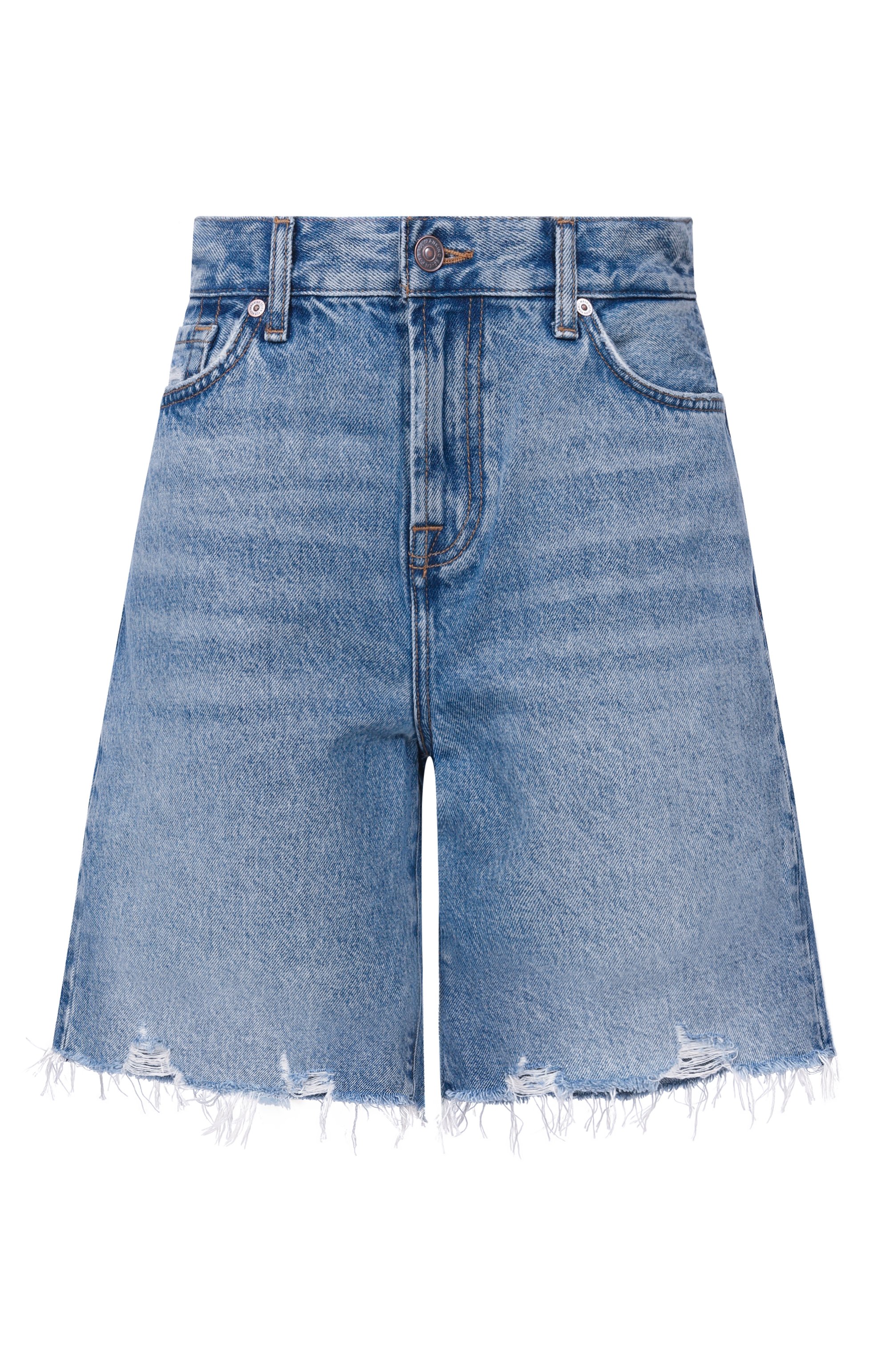 Джинсовые шорты lola 7 FOR ALL MANKIND голубого цвета по цене 22300 руб., арт. 7U87CE35-STW, фото 1 Джинсовые шорты lola 7 FOR ALL MANKIND, арт. 7U87CE35-STW, фото 1