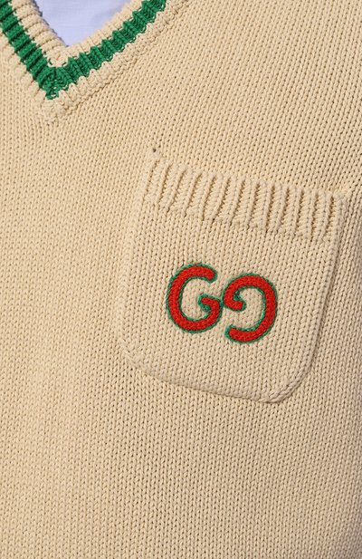 Хлопковый жилет GUCCI кремового цвета по цене 141120 руб., арт. 683099 XKB73, фото 5 Хлопковый жилет GUCCI, арт. 683099 XKB73, фото 5