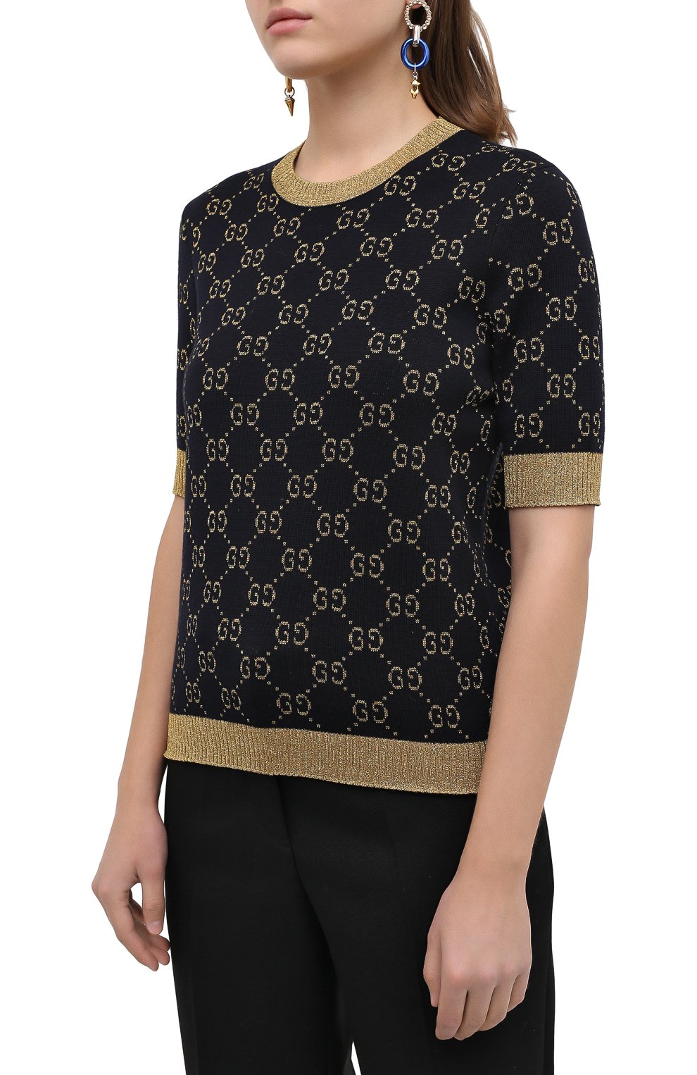 Хлопковый топ GUCCI синего цвета по цене 113760 руб., арт. 526759/X9W83, фото 3 Хлопковый топ GUCCI, арт. 526759/X9W83, фото 3
