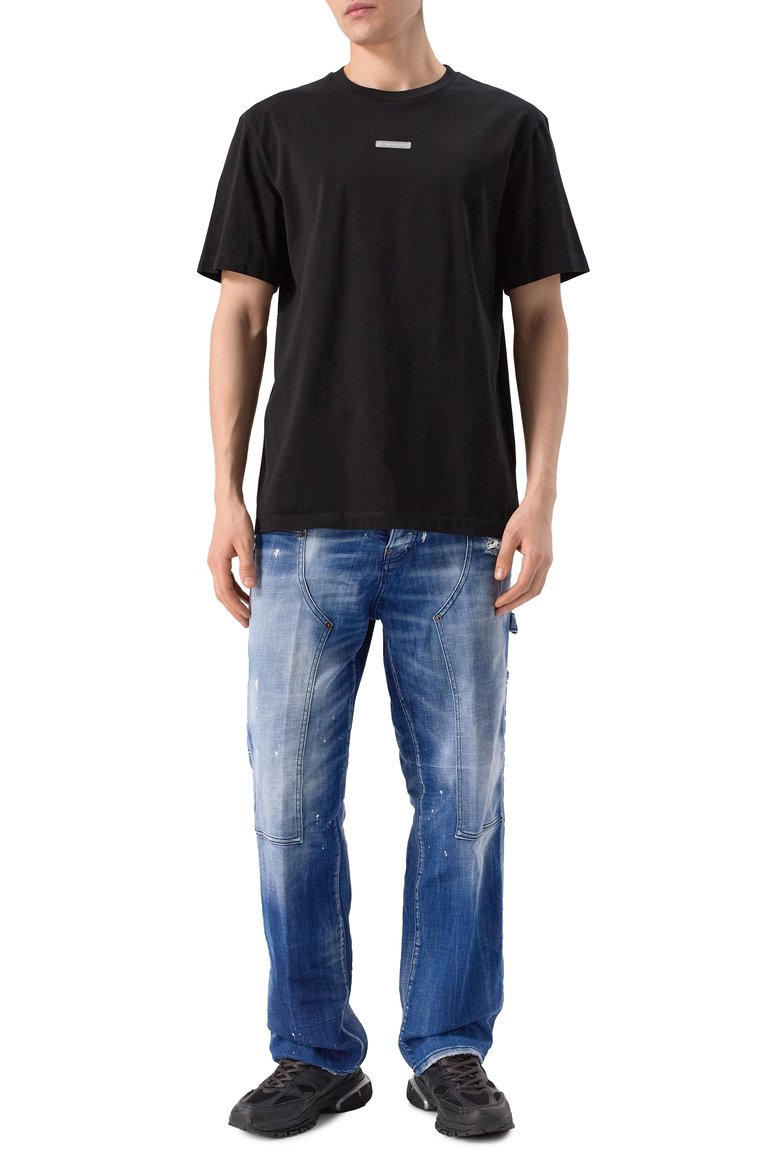 Мужская хлопковая футболка DSQUARED2 черного цвета, арт. S74GD1398/D20020 | Фото 2 (Длина (для топов): Стандартные; Рукава: Короткие; Драгоценные камни: Проставлено; Материал сплава: Проставлено; Принт: Без принта; Стили: Спорт-шик; Материал внешний: Хлопок; Мужское Кросс-КТ: Футболка-одежда; Кросс-КТ: Джерси)