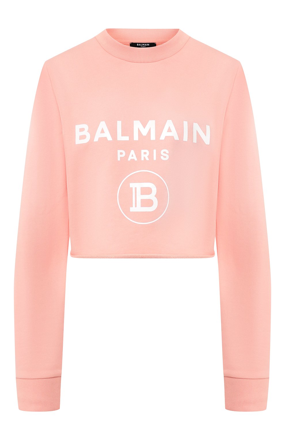 Хлопковый пуловер BALMAIN розового цвета по цене 42050 руб., арт. TF13641/I384, фото 1 Хлопковый пуловер BALMAIN, арт. TF13641/I384, фото 1