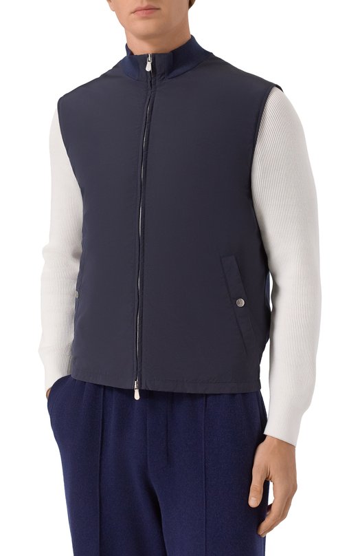 Комбинированный жилет Brunello Cucinelli MD4796535P Синий  MD4796535P Фото 3