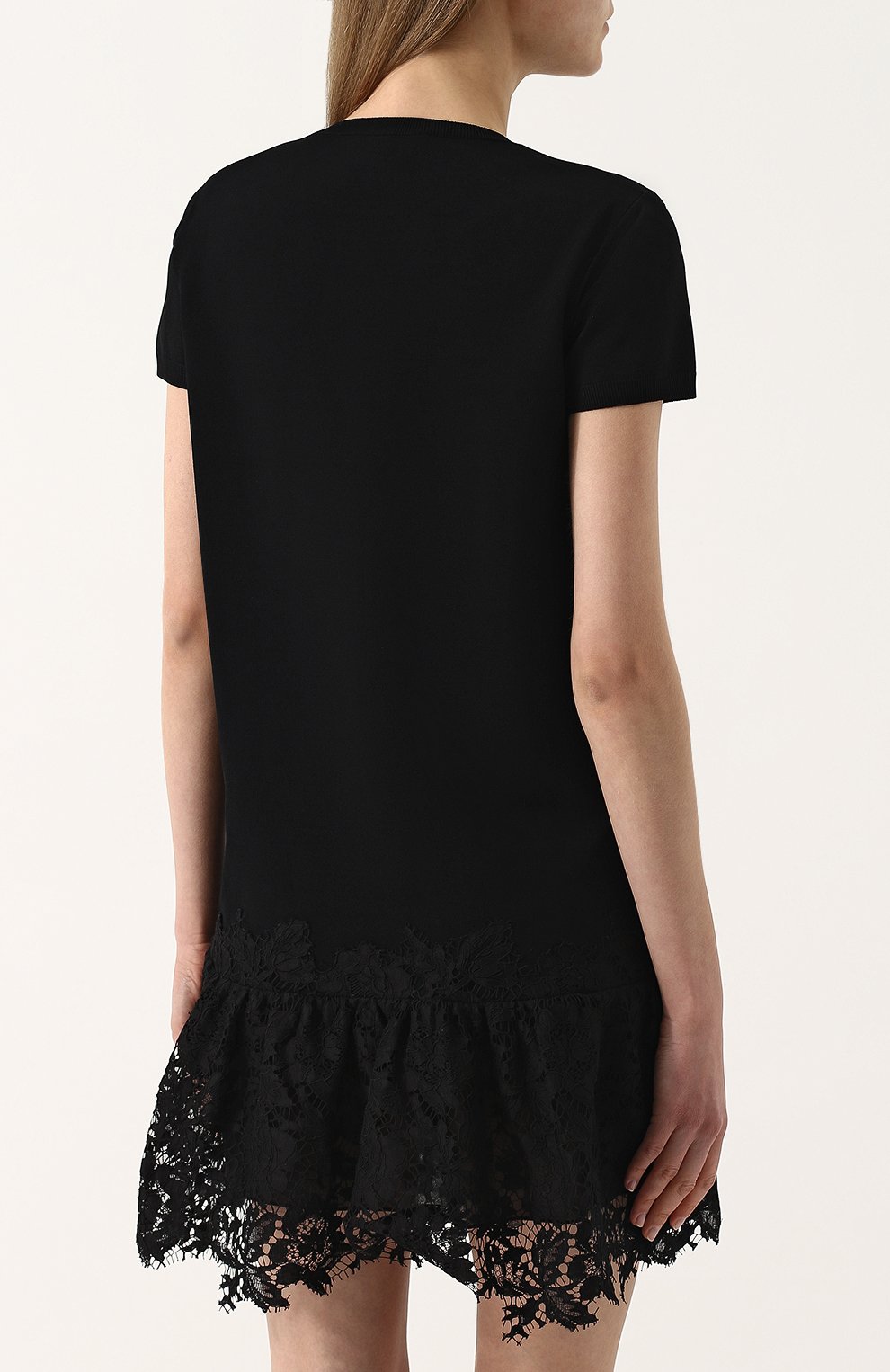 Однотонное мини-платье с кружевной отделкой VALENTINO, арт. QB2KD21S461, фото 4
