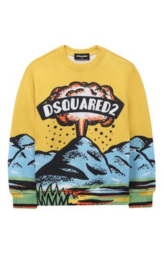 Детский хлопковый свитшот DSQUARED2 желтого цвета, арт. DQ1967/D0A67 | Фото 1 (Рукава: Длинные; Материал сплава: Проставлено; Материал внешний: Хлопок; Драгоценные камни: Проставлено; Мальчики Кросс-КТ: Свитшот-одежда)