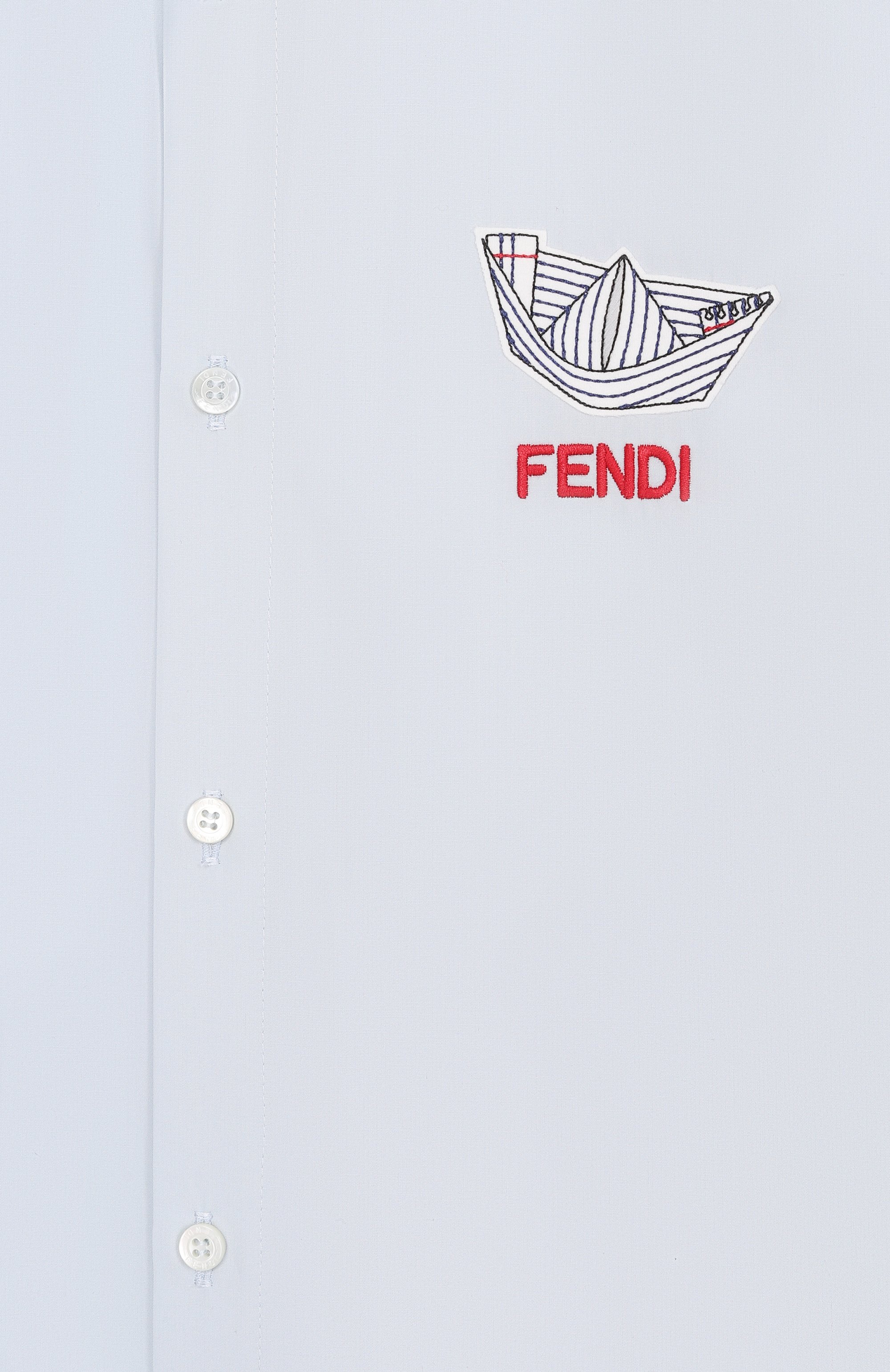 Хлопковая рубашка FENDI голубого цвета по цене 59950 руб., арт. JMC213/AEXZ, фото 3 Хлопковая рубашка FENDI, арт. JMC213/AEXZ, фото 3