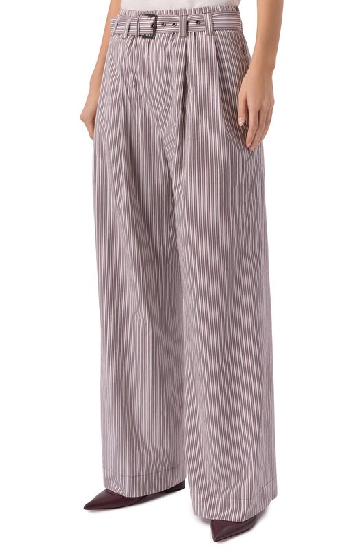 Брюки из хлопка и шелка Brunello Cucinelli MH746P9176 Бордовый  MH746P9176 Фото 3