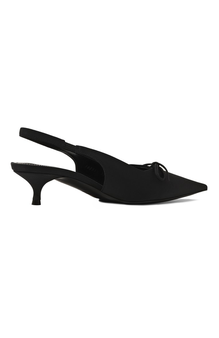 Женские текстильные туфли knife bow 40 BALENCIAGA черного цвета, арт. 782551/W2ES0 | Фото 5 (Подошва: Плоская; Д�рагоценные камни: Проставлено; Материал сплава: Проставлено; Каблук высота: Низкий; Материал внутренний: Натуральная кожа; Материал внешний: Текстиль; Женское Кросс-КТ: Слингбэки; Каблук тип: Kitten heel)
