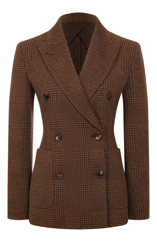 Жакет из хлопка и шерсти Max Mara ZULMA Коричневый ZULMA