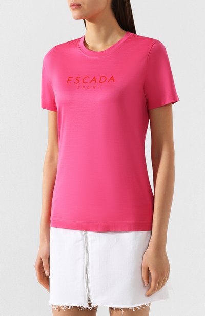Хлопковая футболка ESCADA SPORT розового цвета по цене 12350 руб., арт. 5030679, фото 3 Хлопковая футболка ESCADA SPORT, арт. 5030679, фото 3