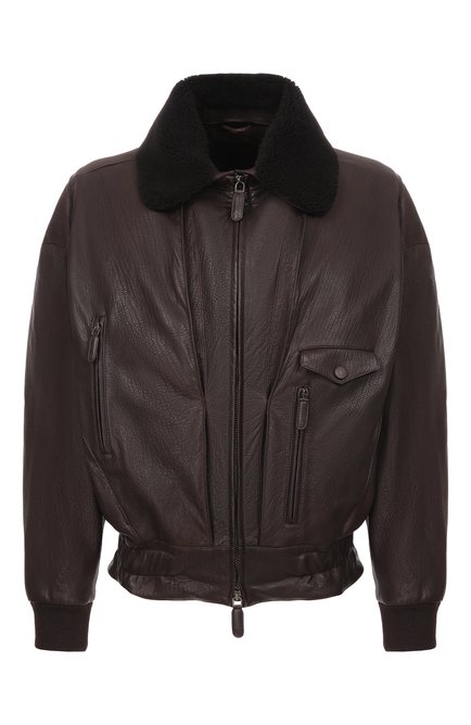 Мужской кожаный бомбер с воротником из овчины GIORGIO ARMANI, арт. GM004415/AF30055