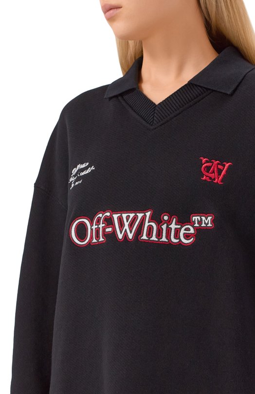 Хлопковое платье Off-White 0WDF002F25FLE001 Чёрный  0WDF002F25FLE001 Фото 4