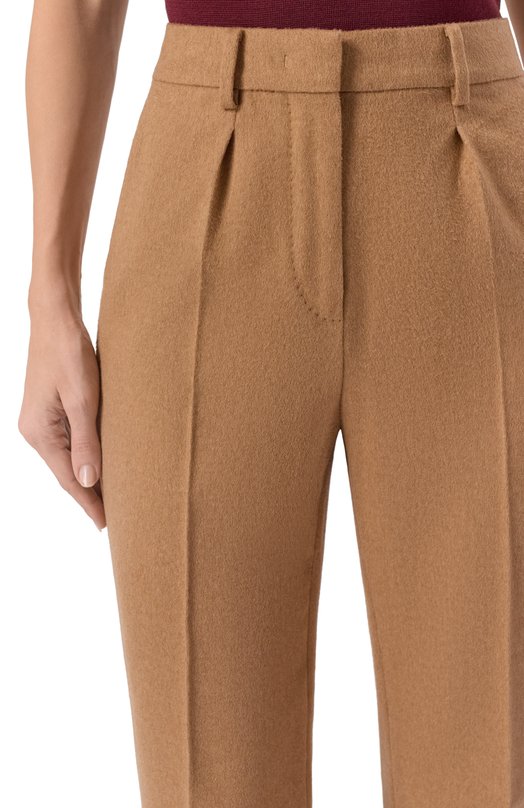 Шерстяные брюки Max Mara CARB0NE Бежевый  CARB0NE Фото 5