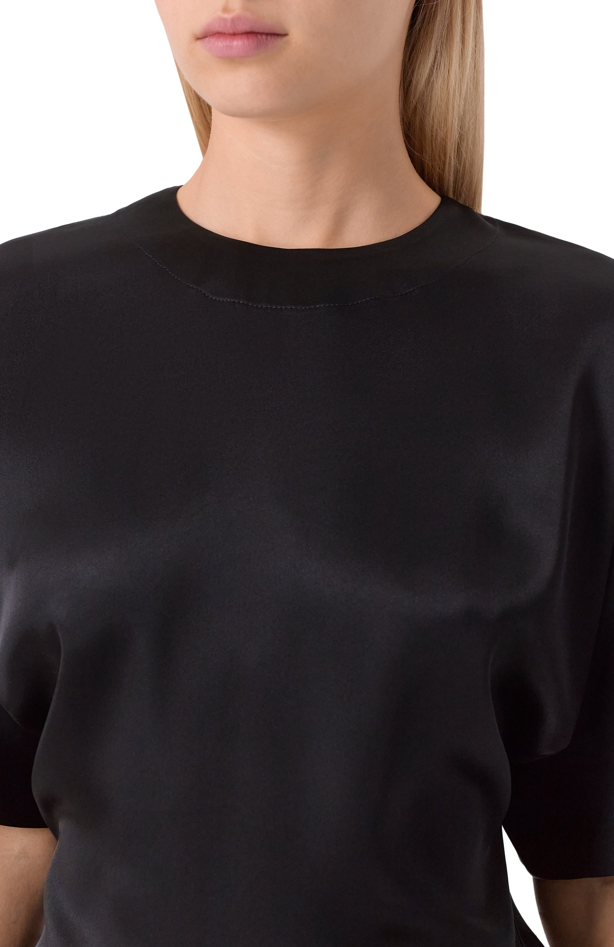 Атласное платье с отделкой перьями PINKO черного цвета по цене 63200 руб., арт. 105738/A2UU, фото 5 Атласное платье с отделкой перьями PINKO, арт. 105738/A2UU, фото 5