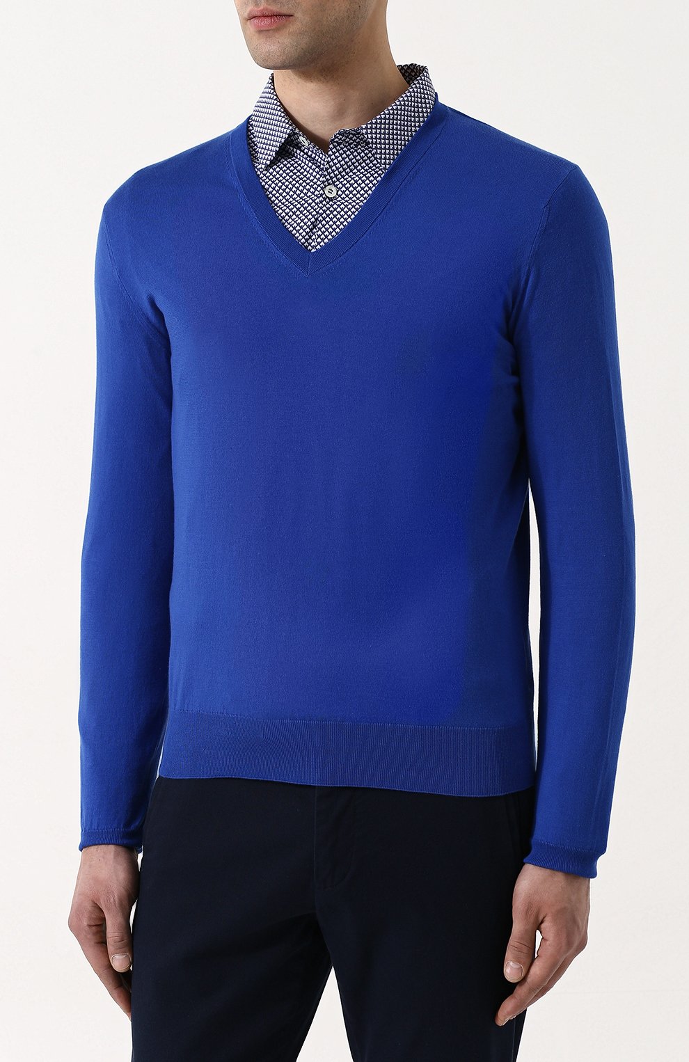 Пуловер тонкой вязки из смеси хлопка и кашемира FIORONI, арт. M14609B1, фото 3
